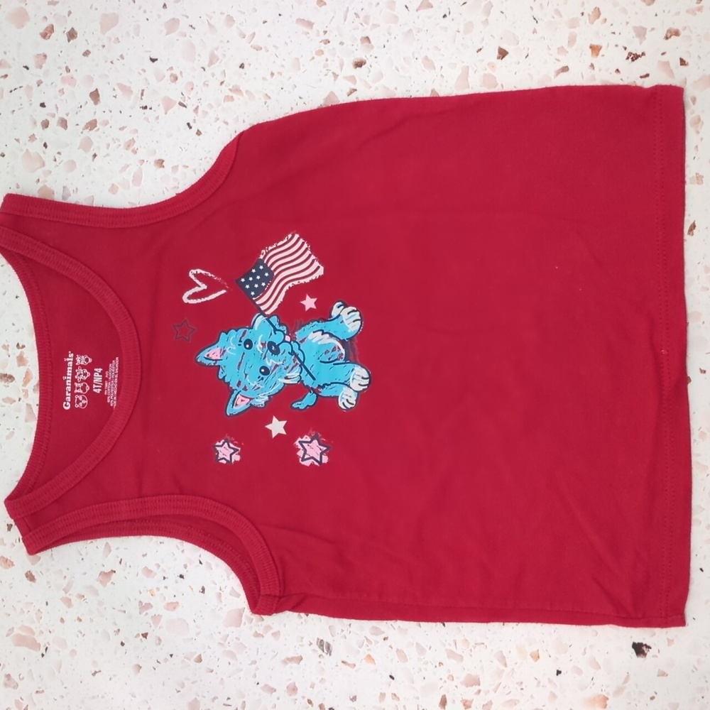 Patriotic Puppy Red Tank Top | 4T | Labor Day, Memorial Day